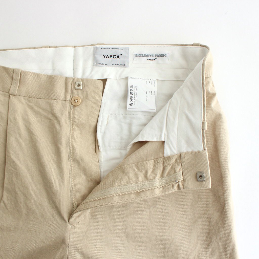 Chino Cloth Pants Tuck Tapered Beige Yaeca ヤエカ