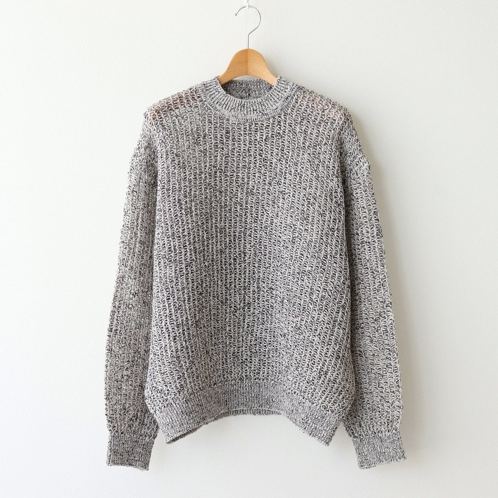 yoke LARGE MESHED CREW NECK RIB KNIT-