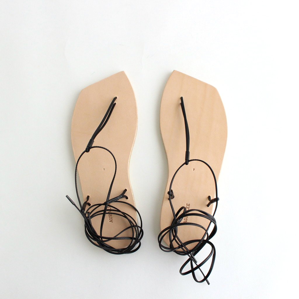 シャイニングゴールデン AURALEE LEATHER LACE-UP SANDALS