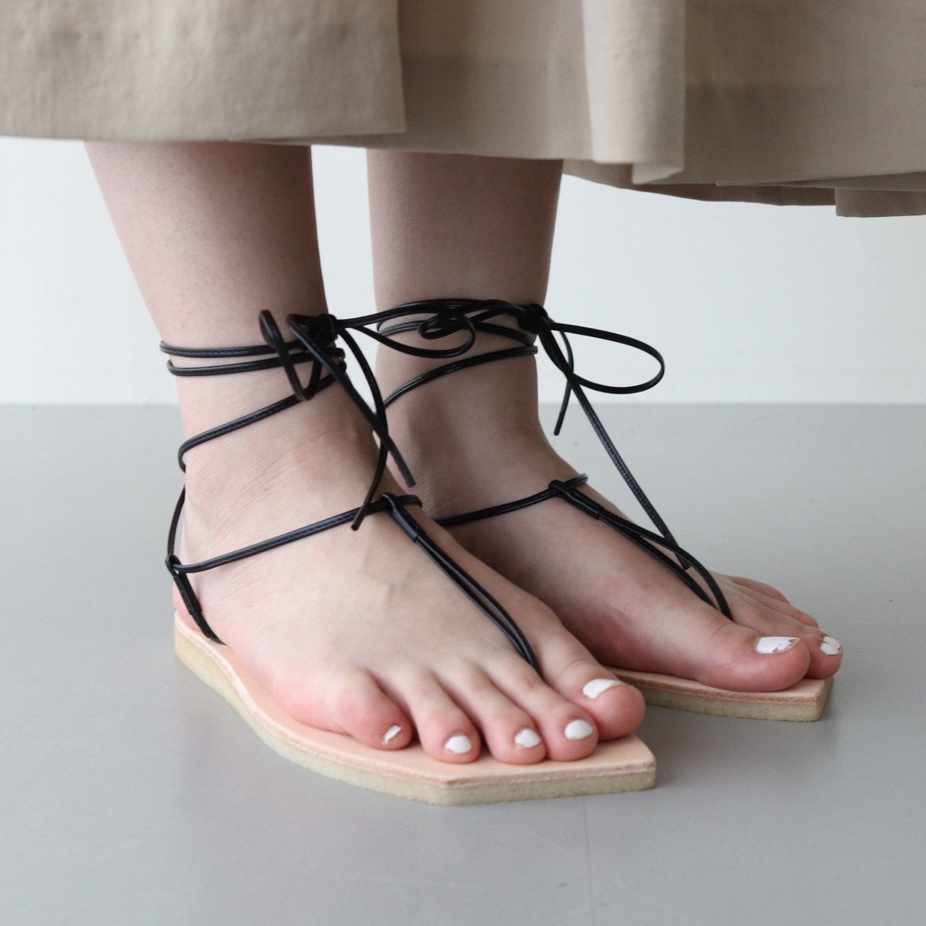 AURALEE / LEATHER LACE-UP SANDALS MADE BY FOOT THE COACHER NATURAL