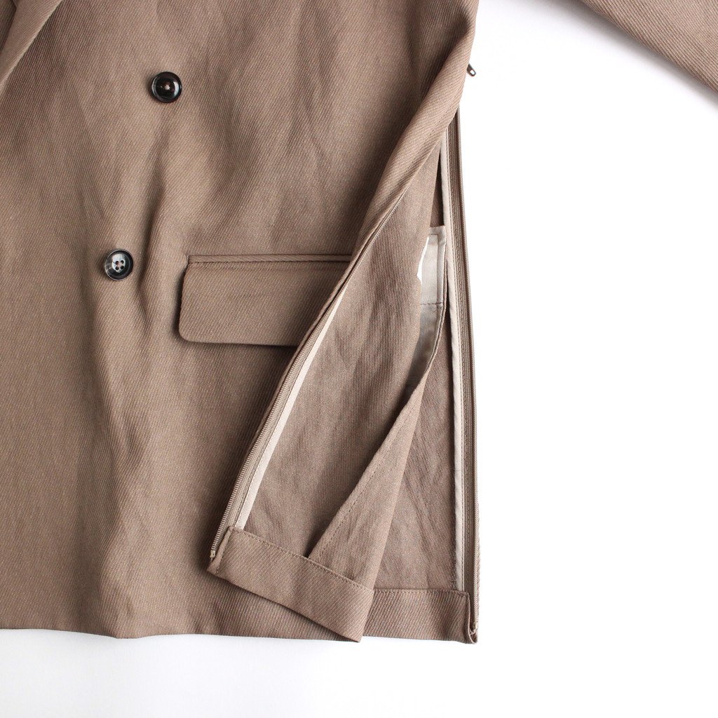 YOKE / PAPER KERSEY SIDE OPEN DOUBLE-BREASTED JACKET TAUPE