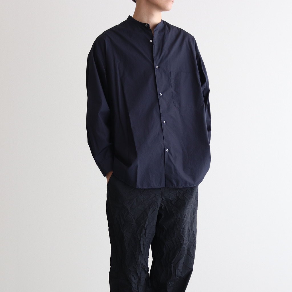 BROAD OVERSIZED L/S BAND COLLAR SHIRT-