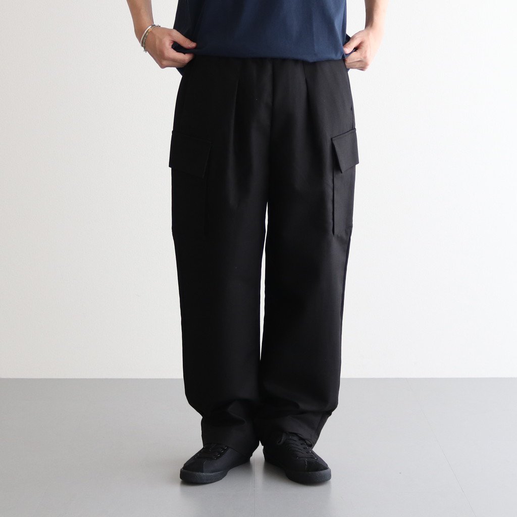 DOUBLE PLAIN WEAVE EASY MILITRARY PANTS #BLACK [GM213-40270] _ Graphpaper |  グラフペーパー