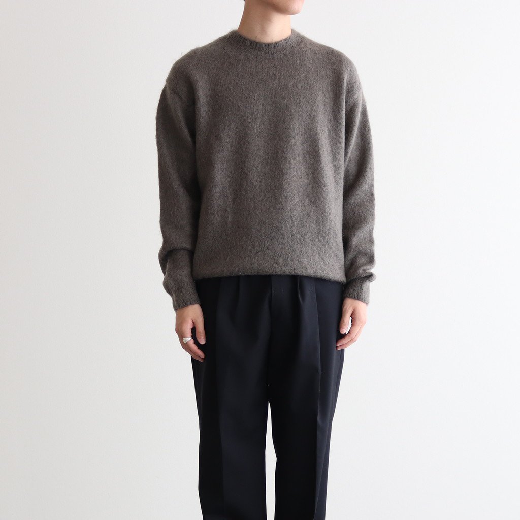 BRUSHED SUPER KID MOHAIR KNIT P/O #GRAY [A21AP01KM] _ AURALEE