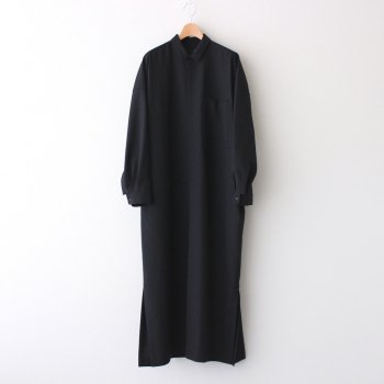 WOOL TROPICAL OVERSIZED SHIRT DRESS #C/005 BLACK [OPAGIW0700] _ ATON | エイトン
