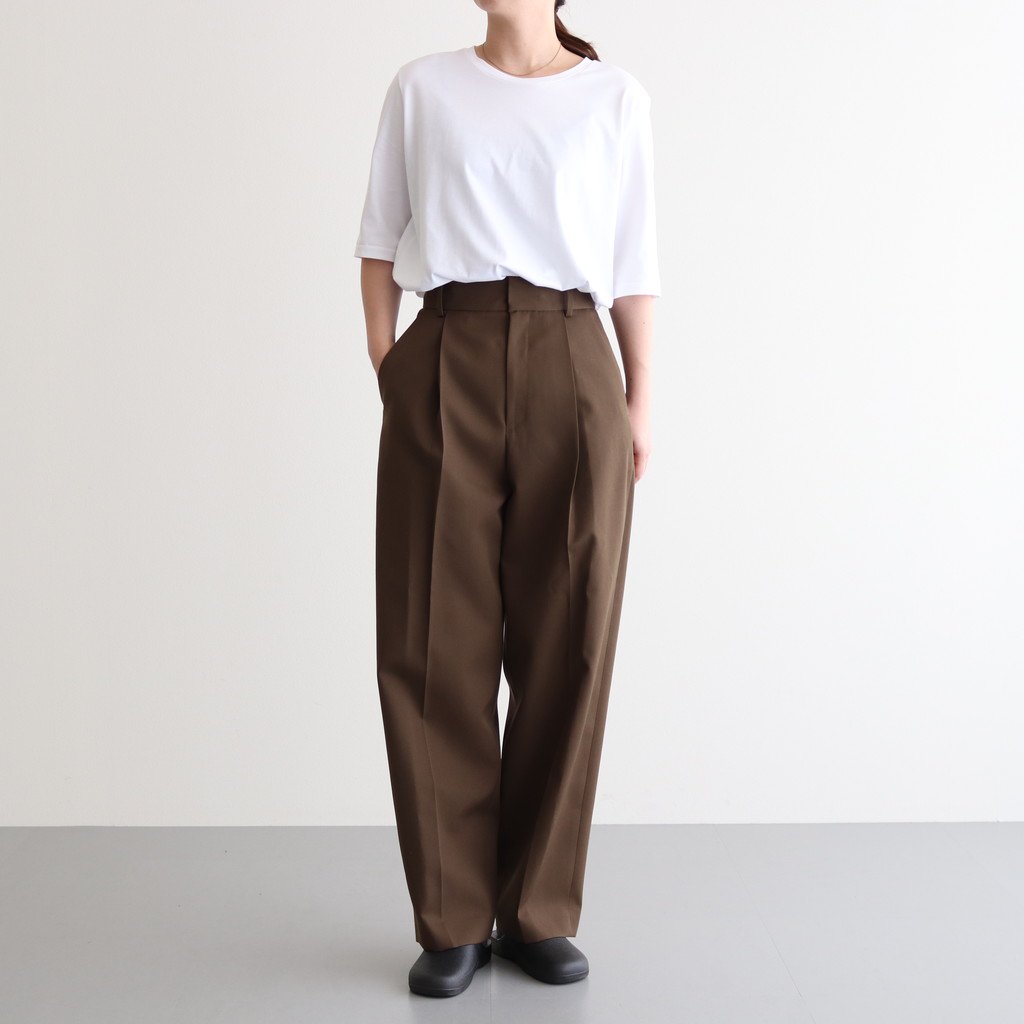 WOOL GABARDINE TAPERED PANTS #C/035 KHAKI [PRAGIW0705] _ ATON