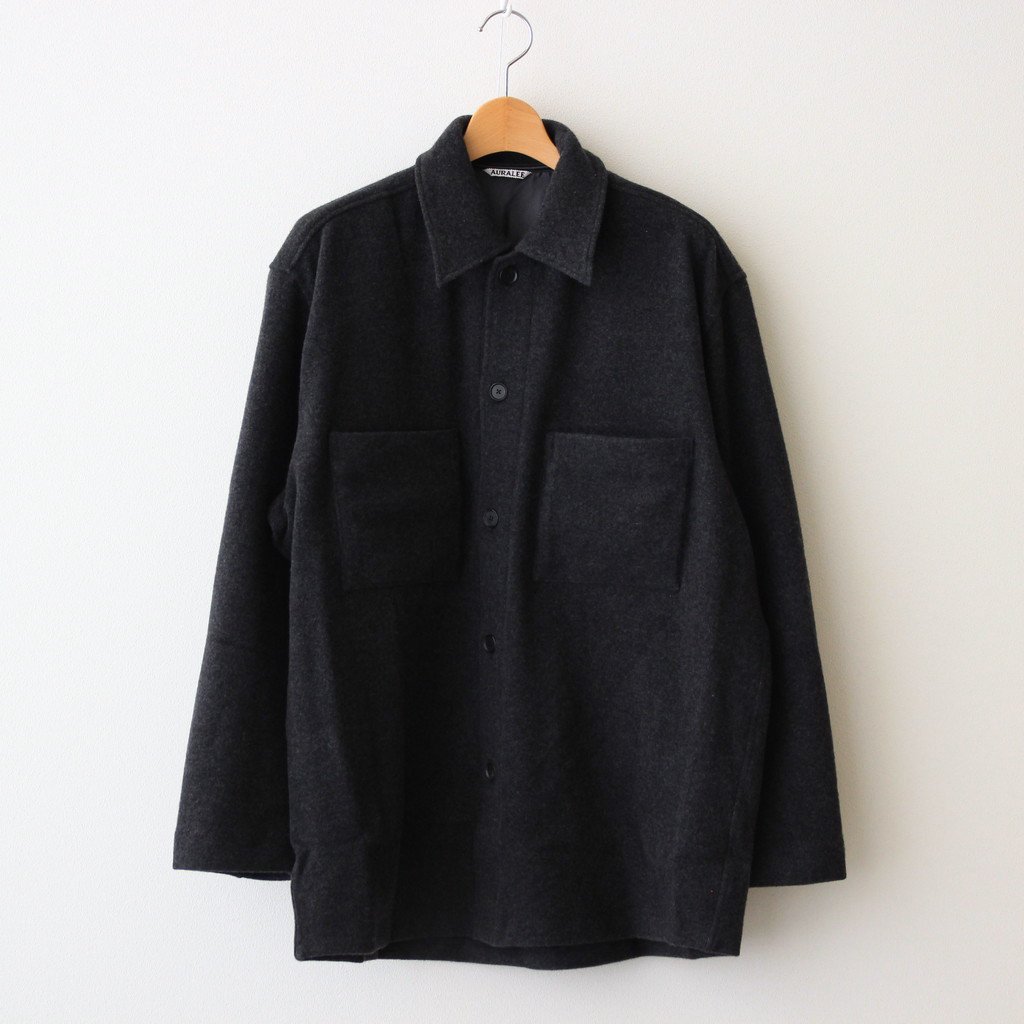 AURALEE / CASHMERE WOOL BRUSHED JERSEY BIG SHIRTS TOP CHARCOAL