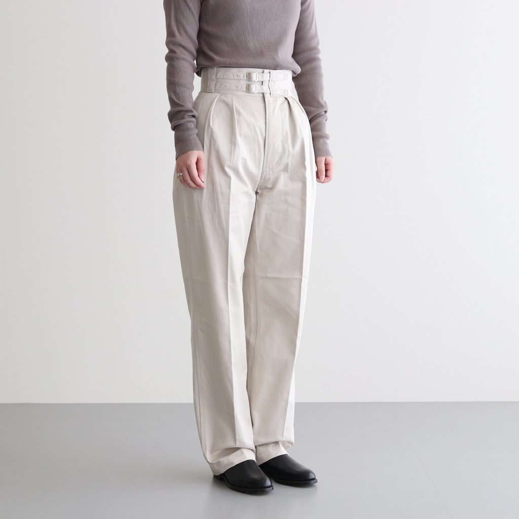 DOUBLE BELTED GURKHA TROUSERS #IVORY [L2102-PT001] _ LENO | リノ