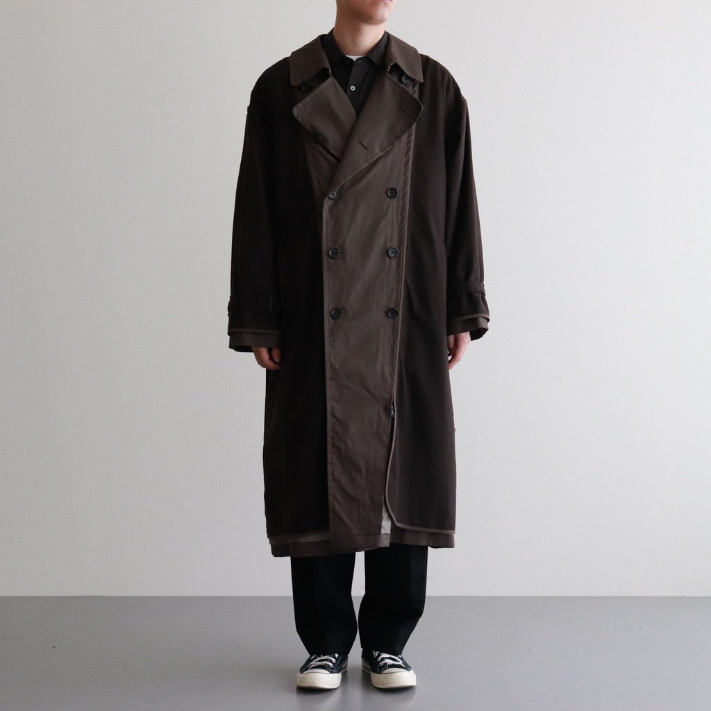 YOKE / REVERSIBLE TRENCH COAT SMOKY BROWN