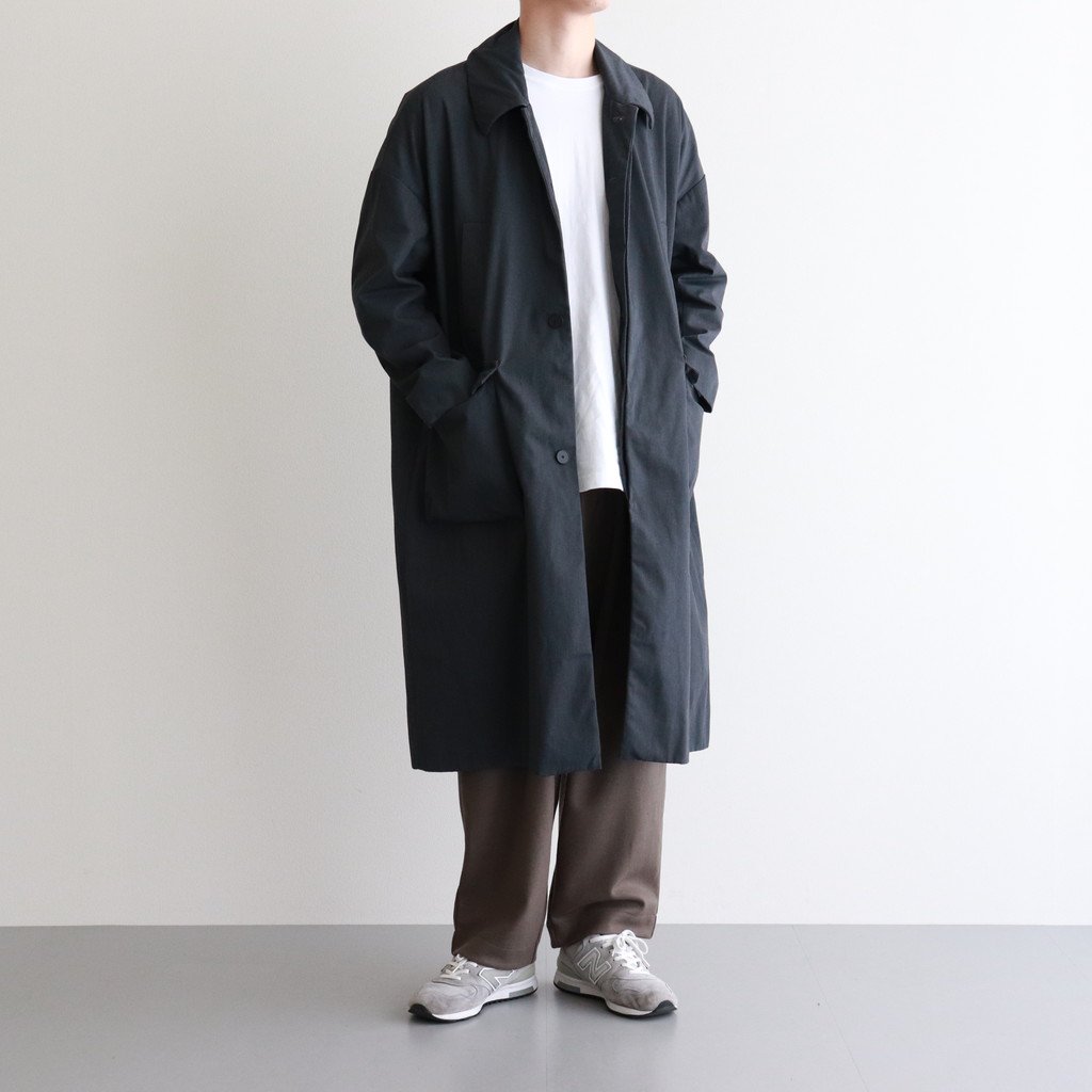 FIRMUM / FSOCT | ハイツイスト TC ギャバジン ステンカラーコート MELANGE DARK GREY