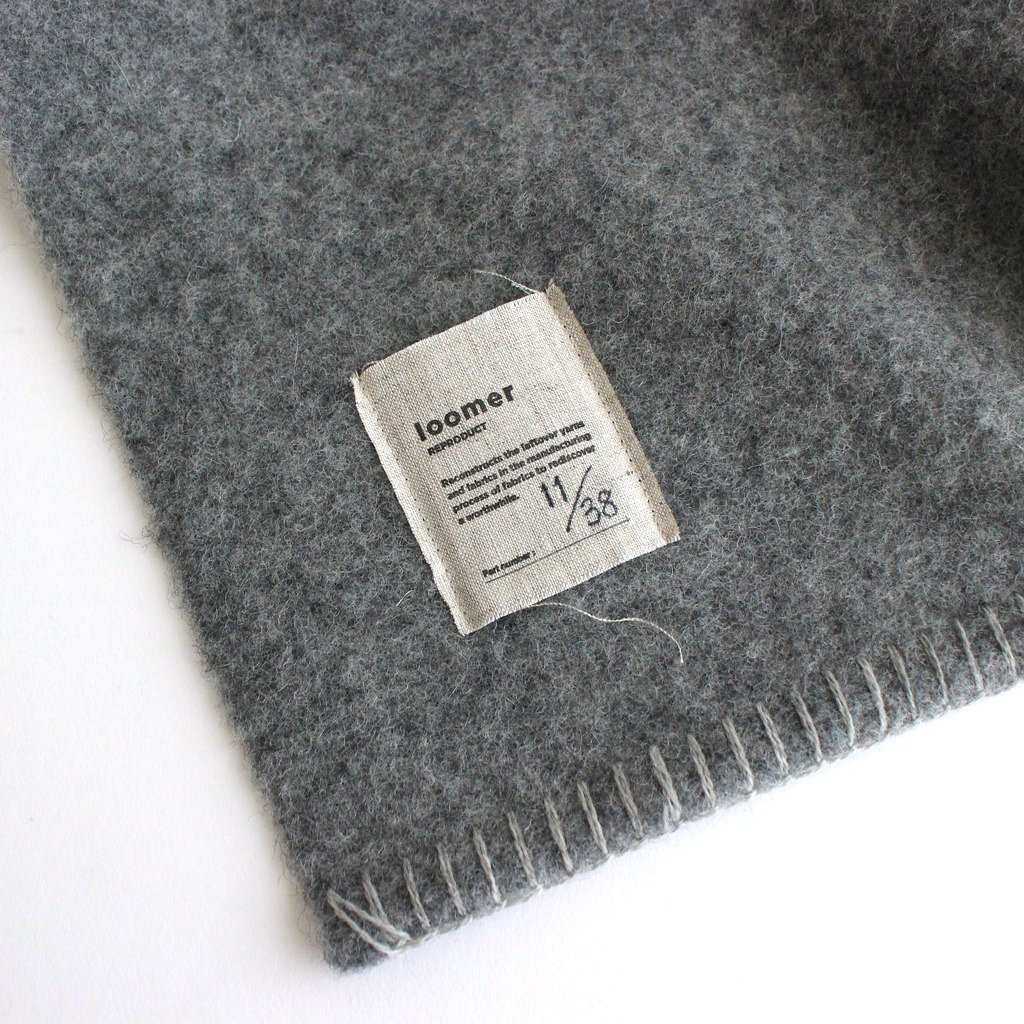 SHETLAND WOOL PLAIN BLANKET PONCHO #GREY [RE21AW-BK053] _ loomer