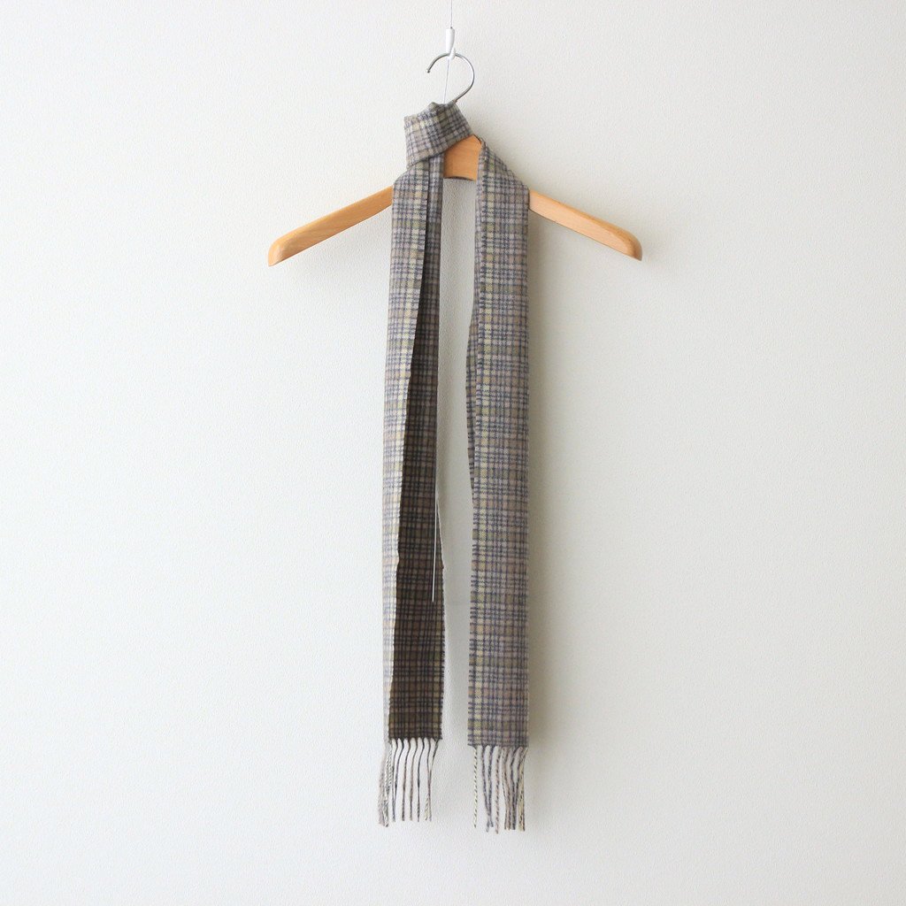 AURALEE / CASHMERE CHECK NARROW STOLE LIME YELLOW CHECK