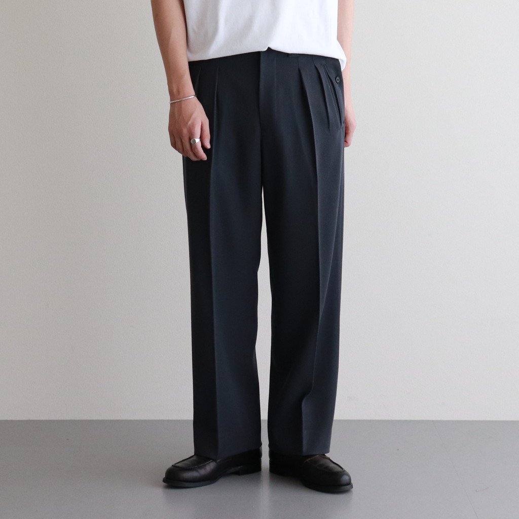 2TUCK WIDE GURKHA TROUSERS #DUSTY NAVY-