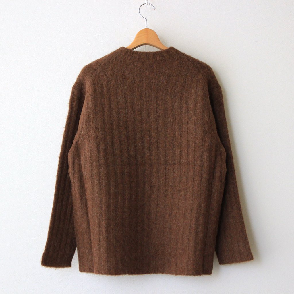 AURALEE / BABY ALPACA WOOL WIDE RIB KNIT P/O TOP BROWN