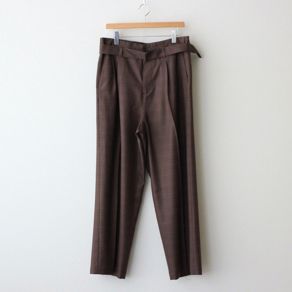 YOKE / HIGH WAIST BELTED PANTS BROWN