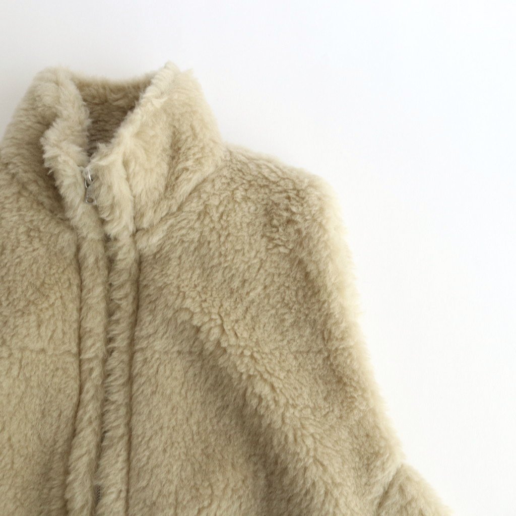 AURALEE / SHETLAND WOOL BOA ZIP VEST LIME BEIGE