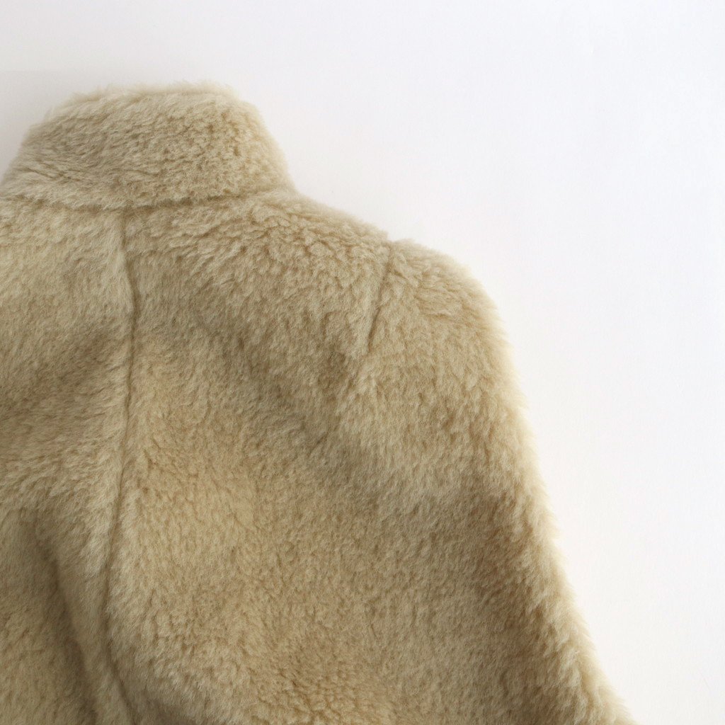 AURALEE / SHETLAND WOOL BOA ZIP VEST LIME BEIGE