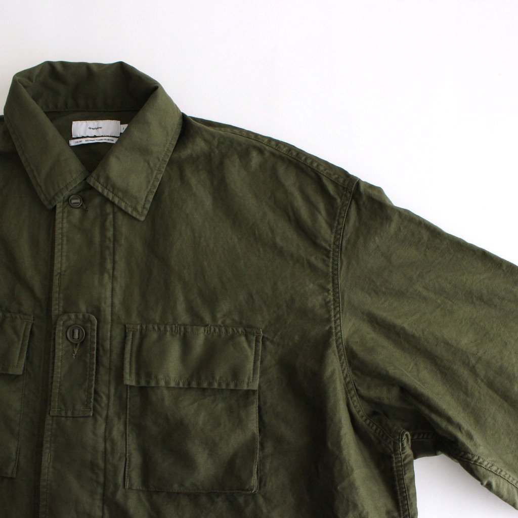 COTTON LINEN MOLESKIN MILITARY JACKET #KHAKI [GU221-30094] _