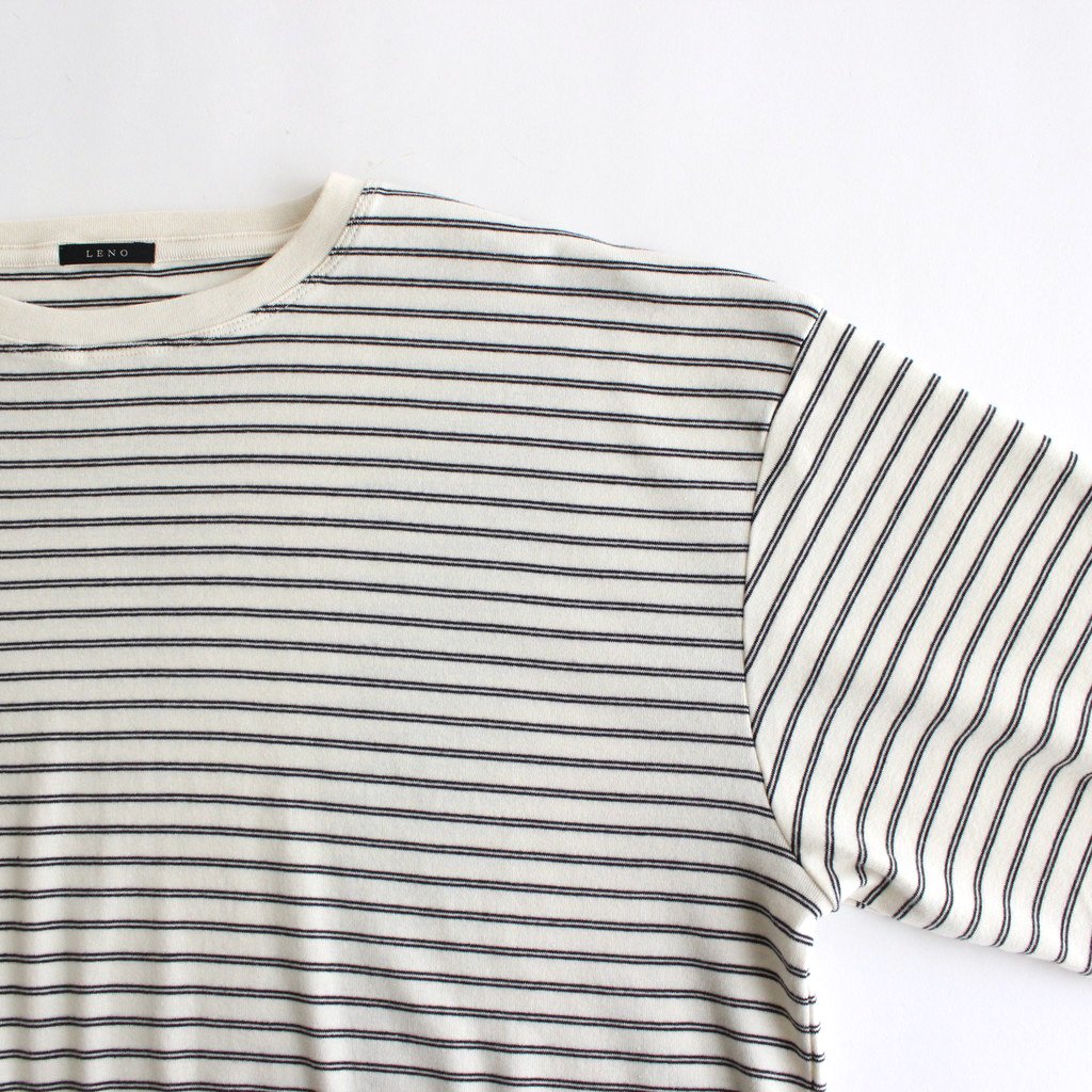 LENO / LONG SLEEVE BORDER T-SHIRT IVORY