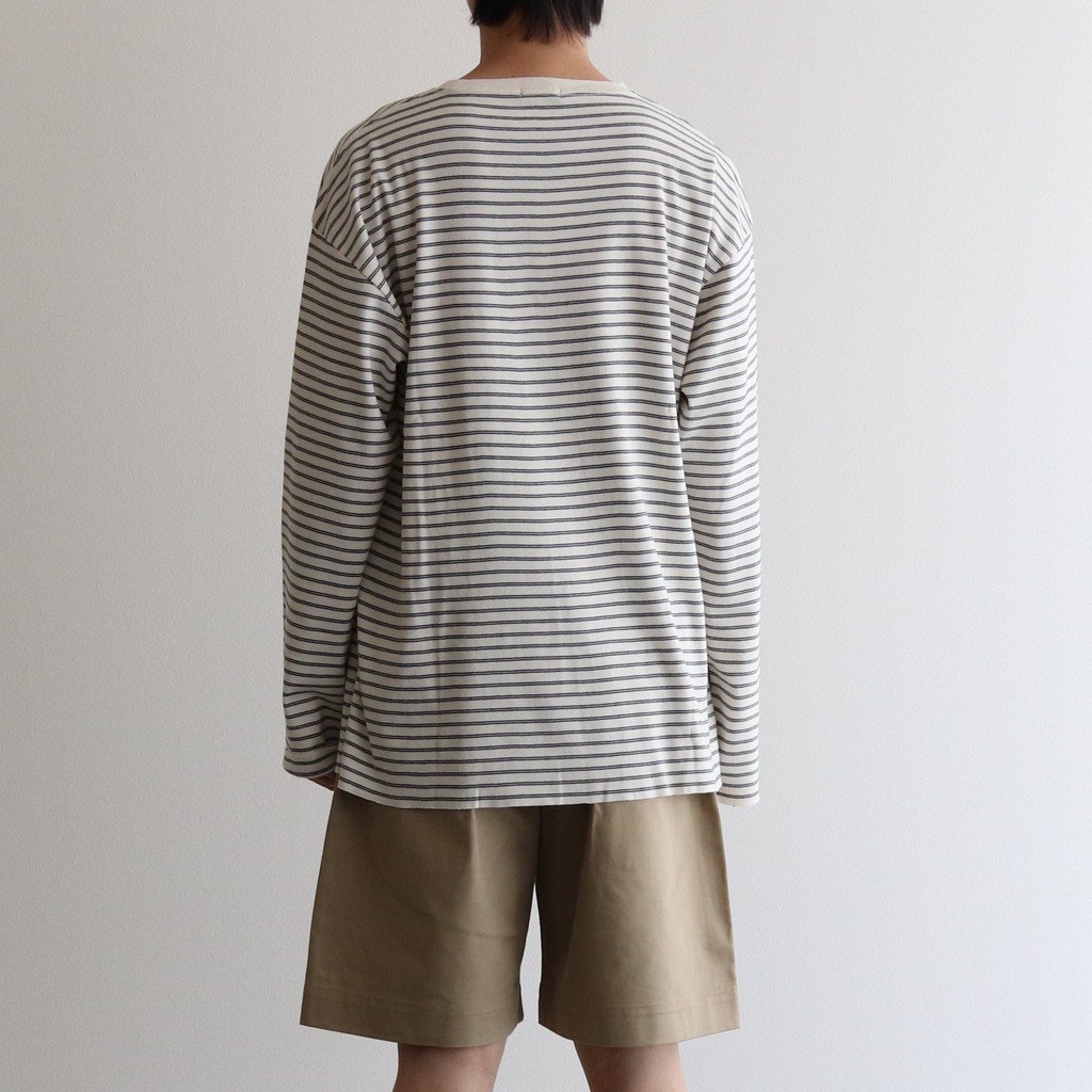 LENO / LONG SLEEVE BORDER T-SHIRT IVORY