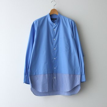 綿ブロード×綿ストライプバンドカラーL/Sシャツ #BLUE×BLUE/WHITE [HI-B001-051] _ COMME des GARCONS HOMME | コム デ ギャルソン オム