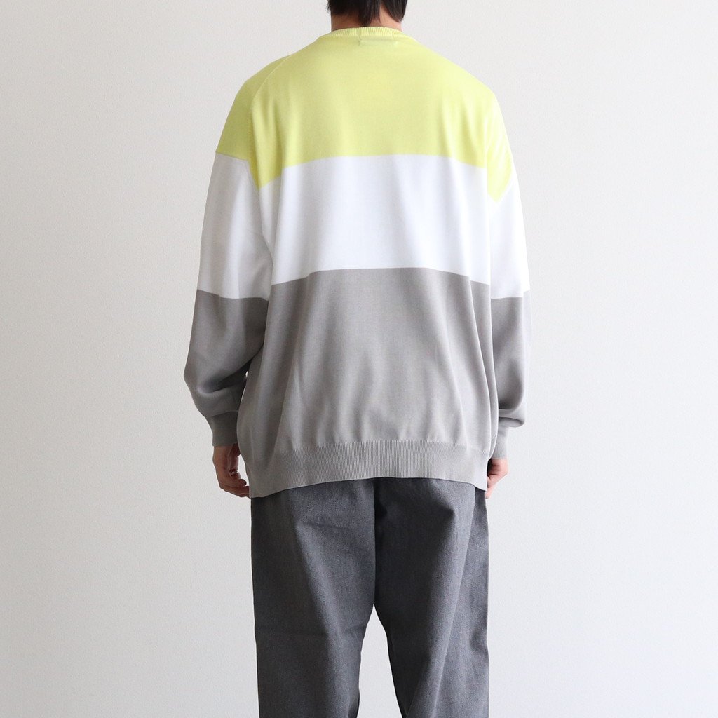 Graphpaper / SUVIN TRICOLOR CREW NECK KNIT YELLOW×GRAY