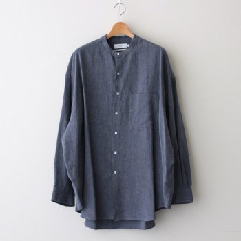 COLOR-NEP OXFORD L/S BAND COLLAR SHIRT #NAVY [GM221-50090] _ Graphpaper | グラフペーパー