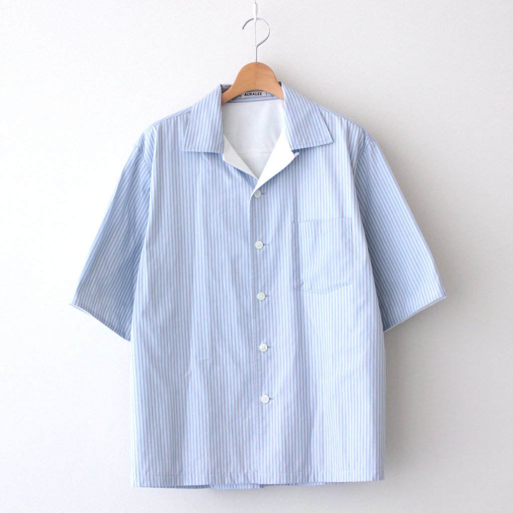 AURALEE TERRY LINED FINX STRIPE SHIRTS - トップス