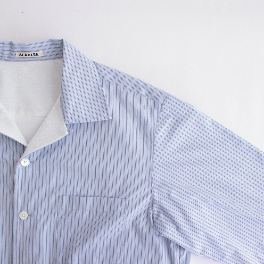 AURALEE TERRY LINED FINX STRIPE SHIRTS - トップス