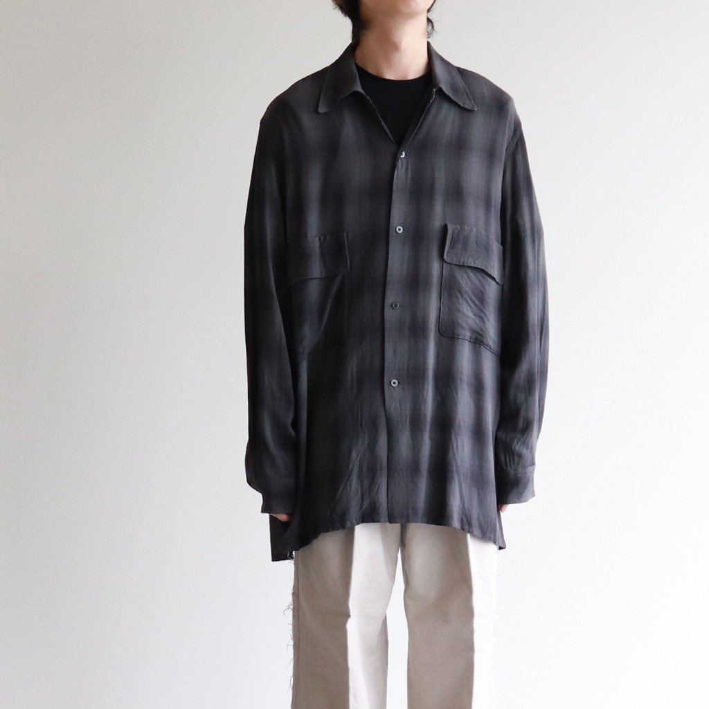 YOKE / OVERSIZED OPEN COLLAR SHIRT CHARCOAL