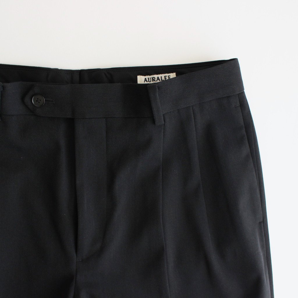 LIGHT WOOL MAX GABARDINE TWO-TUCK SLACKS #TOP BLACK [A22AP02MG] _