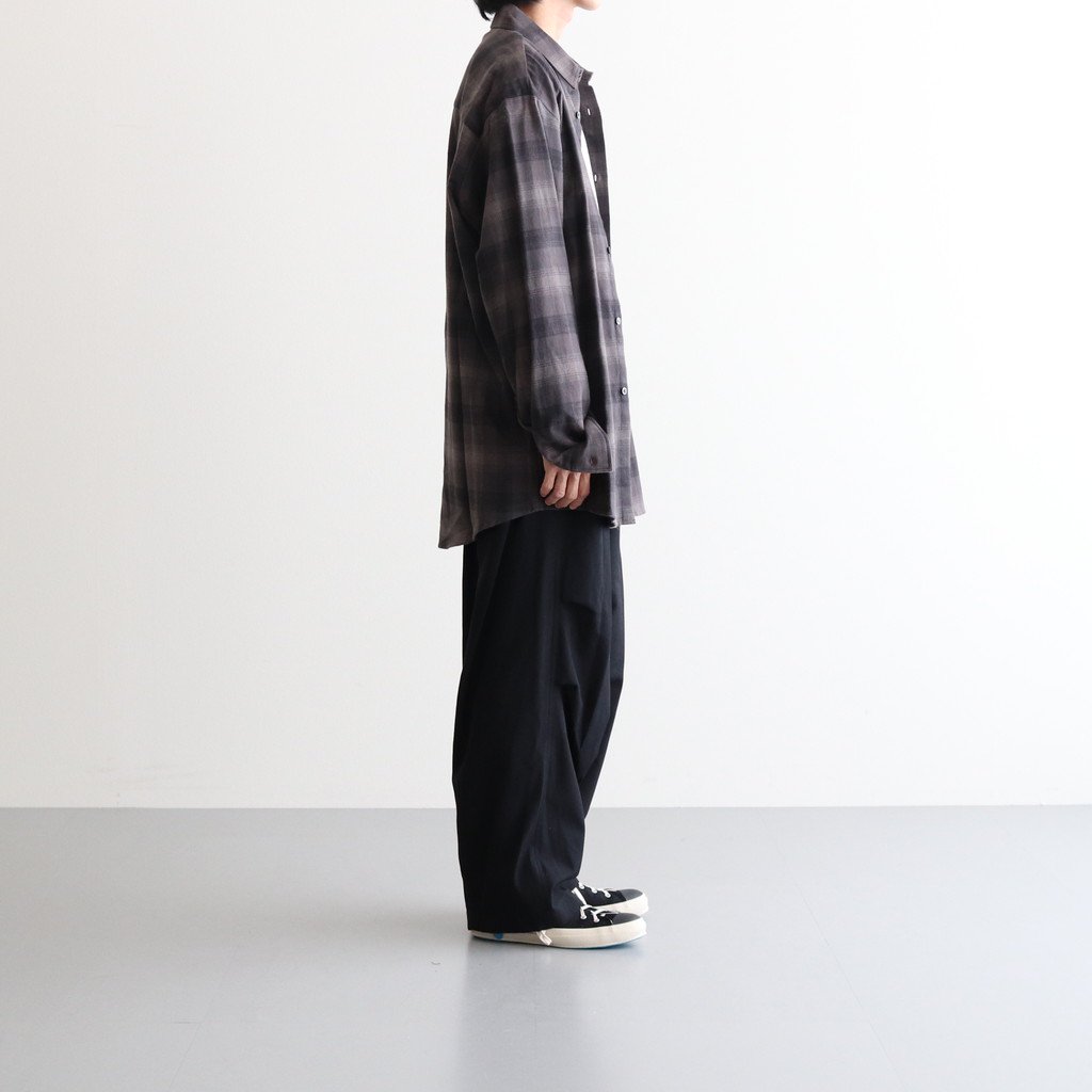 OVERSIZED COTTON FLANNEL SHIRT #GREY KHAKI CHECK [ST.467] _ stein