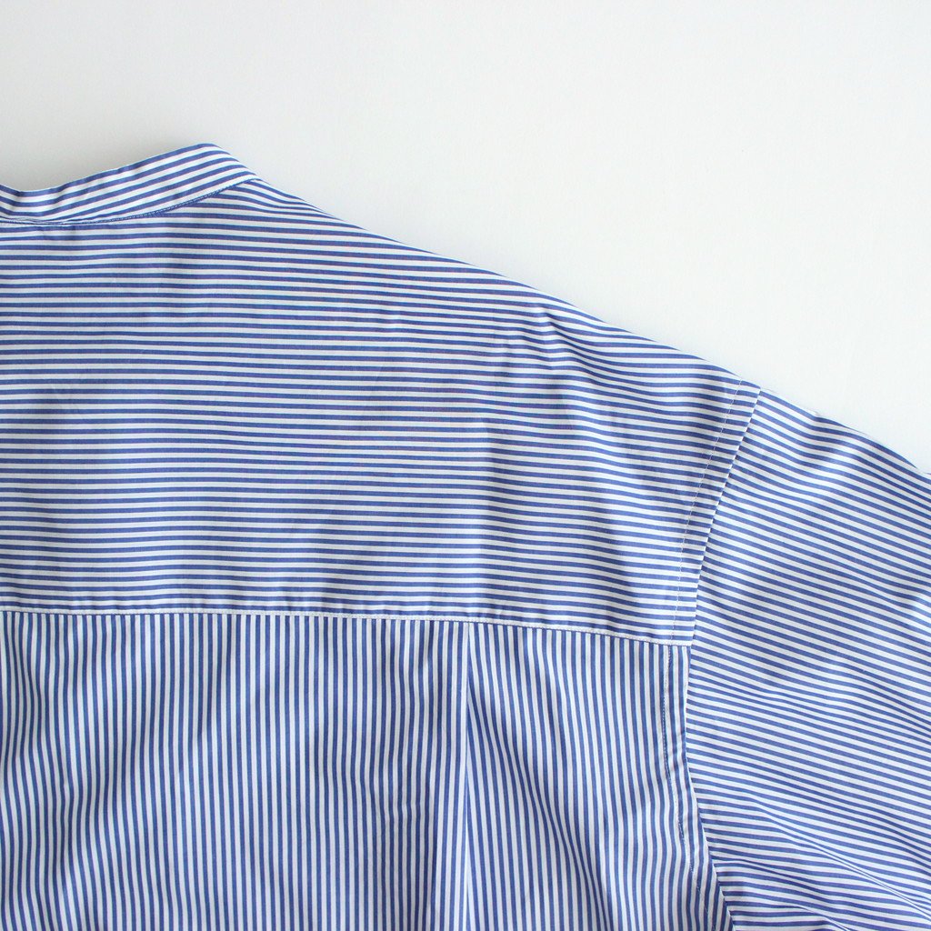 BROAD STRIPE L/S OVERSIZED BAND COLLAR SHIRT #BLUE STRIPE [GM223