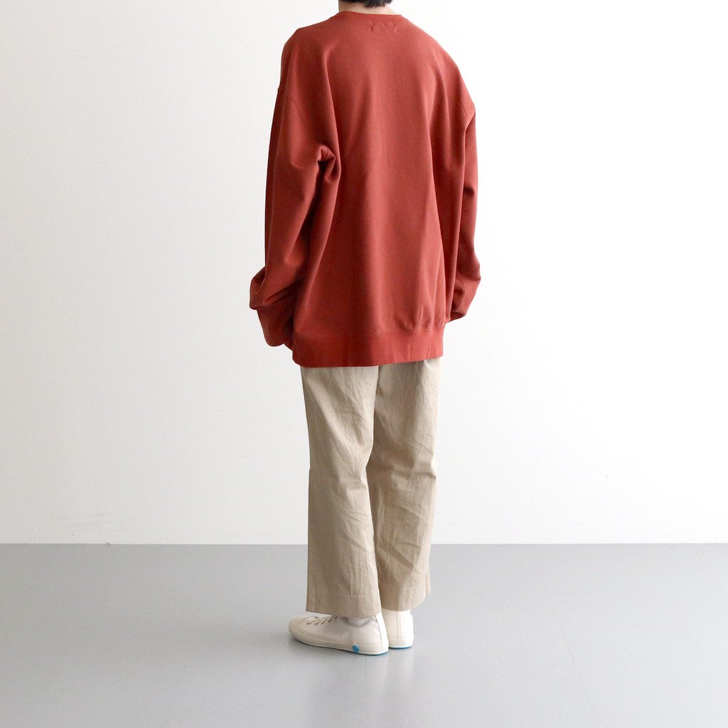 COMPACT TERRY ROLL UP SLEEVE CREW NECK #BRICK [GU223-70105] _