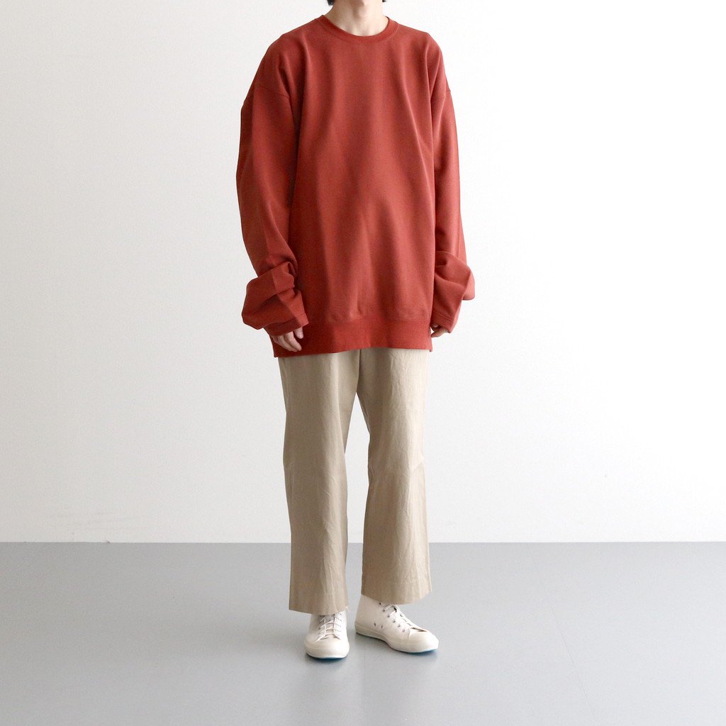 Graphpaper / COMPACT TERRY ROLL UP SLEEVE CREW NECK BRICK