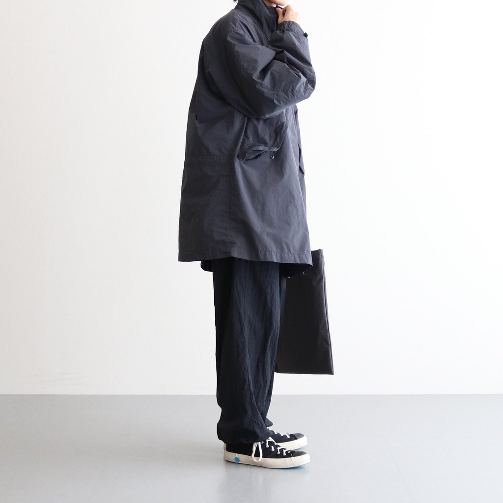 ATON / HAND DYE NYLON OVER PANTS BLACK