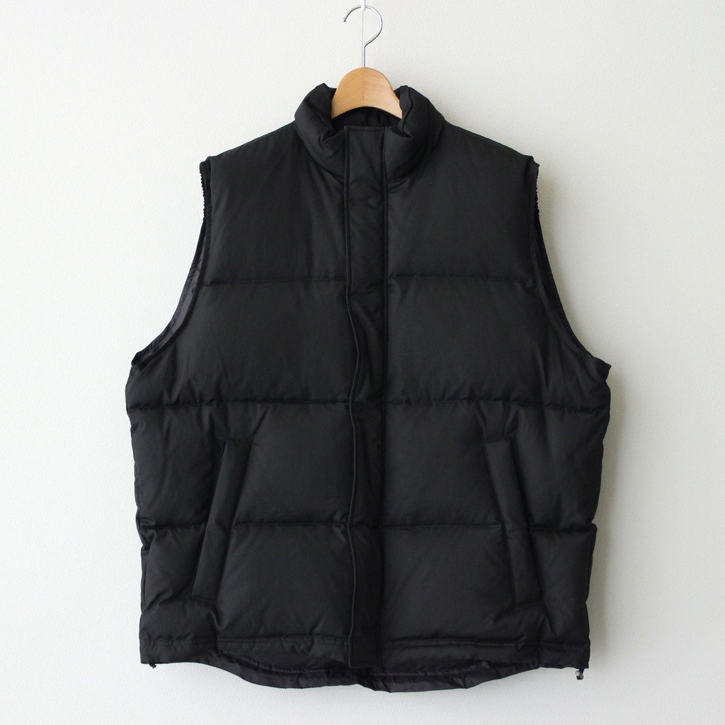 AURALEE / SUVIN HIGH COUNT CLOTH DOWN VEST BLACK