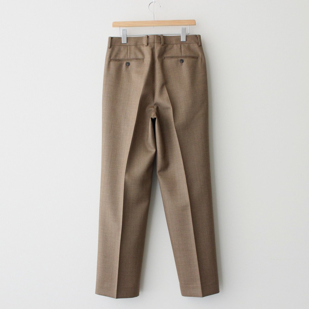 BLUEFACED WOOL DOBBY STRIPE TWO-TUCK SLACKS #BEIGE STRIPE