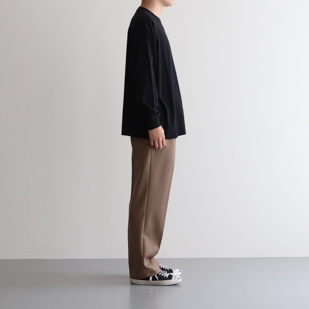 AURALEE / BLUEFACED WOOL DOBBY STRIPE TWO-TUCK SLACKS BEIGE STRIPE