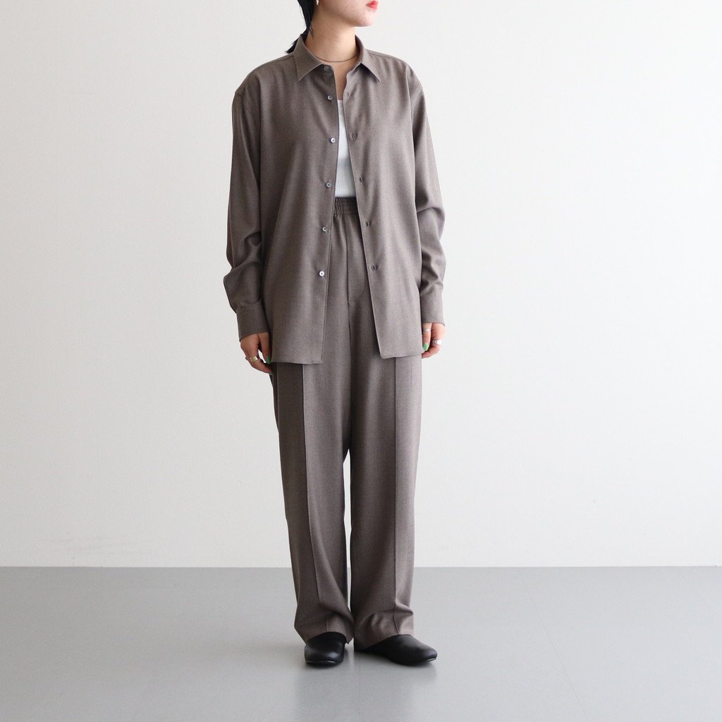 AURALEE / SUPER LIGHT WOOL EASY SLACKS TOP BROWN