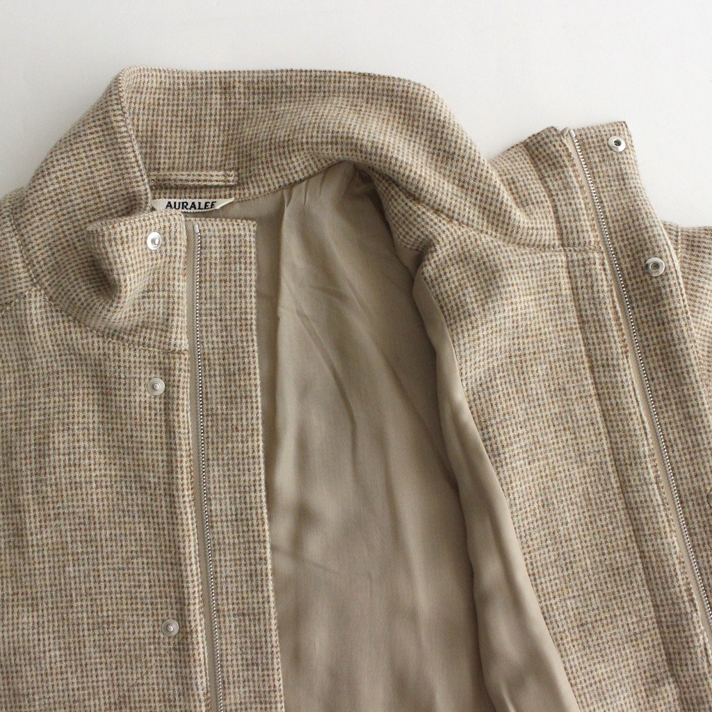 WOOL HAIRLINE LIGHT TWEED ZIP BLOUSON #TOP IVORY [A22AB01DT] _