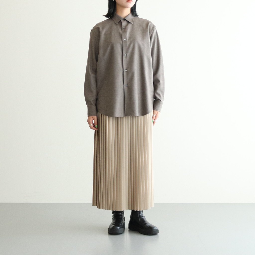 AURALEE / SUPER FINE TROPICAL WOOL PLEATED SKIRT TOP IVORY BEIGE