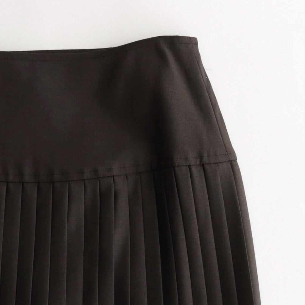 SUPER FINE TROPICAL WOOL PLEATED SKIRT #TOP BROWN [A22AS04TW] _