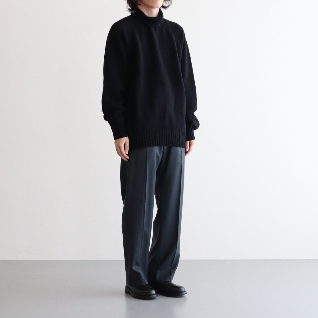 EX FINE LAMBS LOOSE HIGH NECK KNIT LS #BLACK [ST.450] _ stein