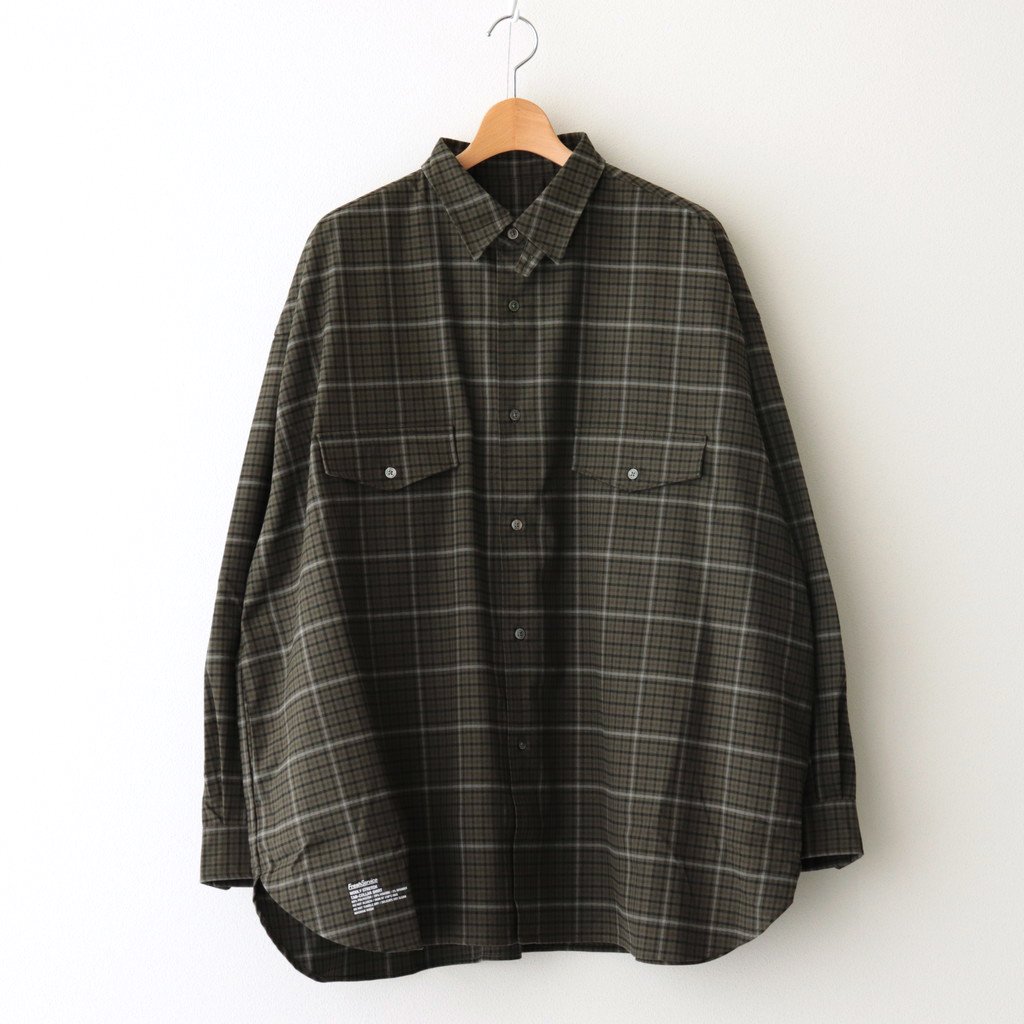 WOOLY STRETCH TAB-COLLAR SHIRT #GREEN CHECK [FSW-22-SH_143] _