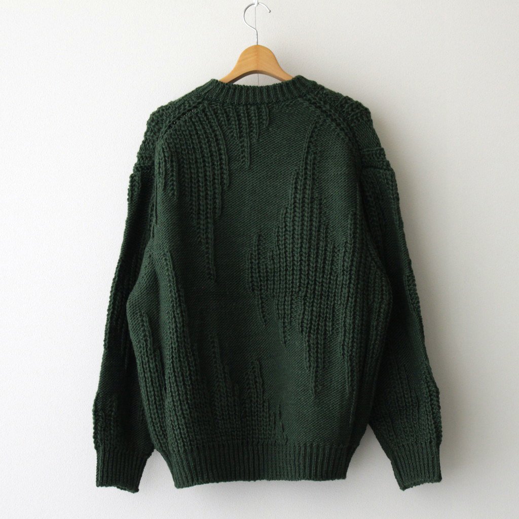 IRREGULAR KNITTED CREWNECK SWEATER #GREEN [YK22AW0426S] _ YOKE