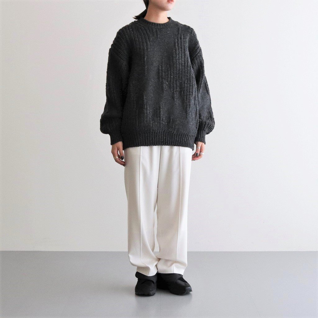 IRREGULAR KNITTED CREWNECK SWEATER #CHARCOAL [YK22AW0426S] _ YOKE