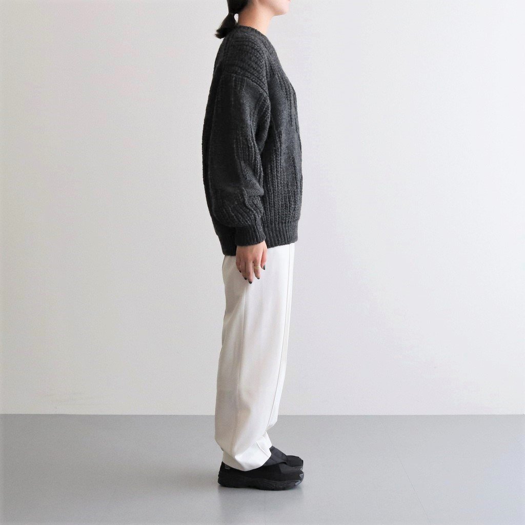 IRREGULAR KNITTED CREWNECK SWEATER #CHARCOAL [YK22AW0426S] _ YOKE