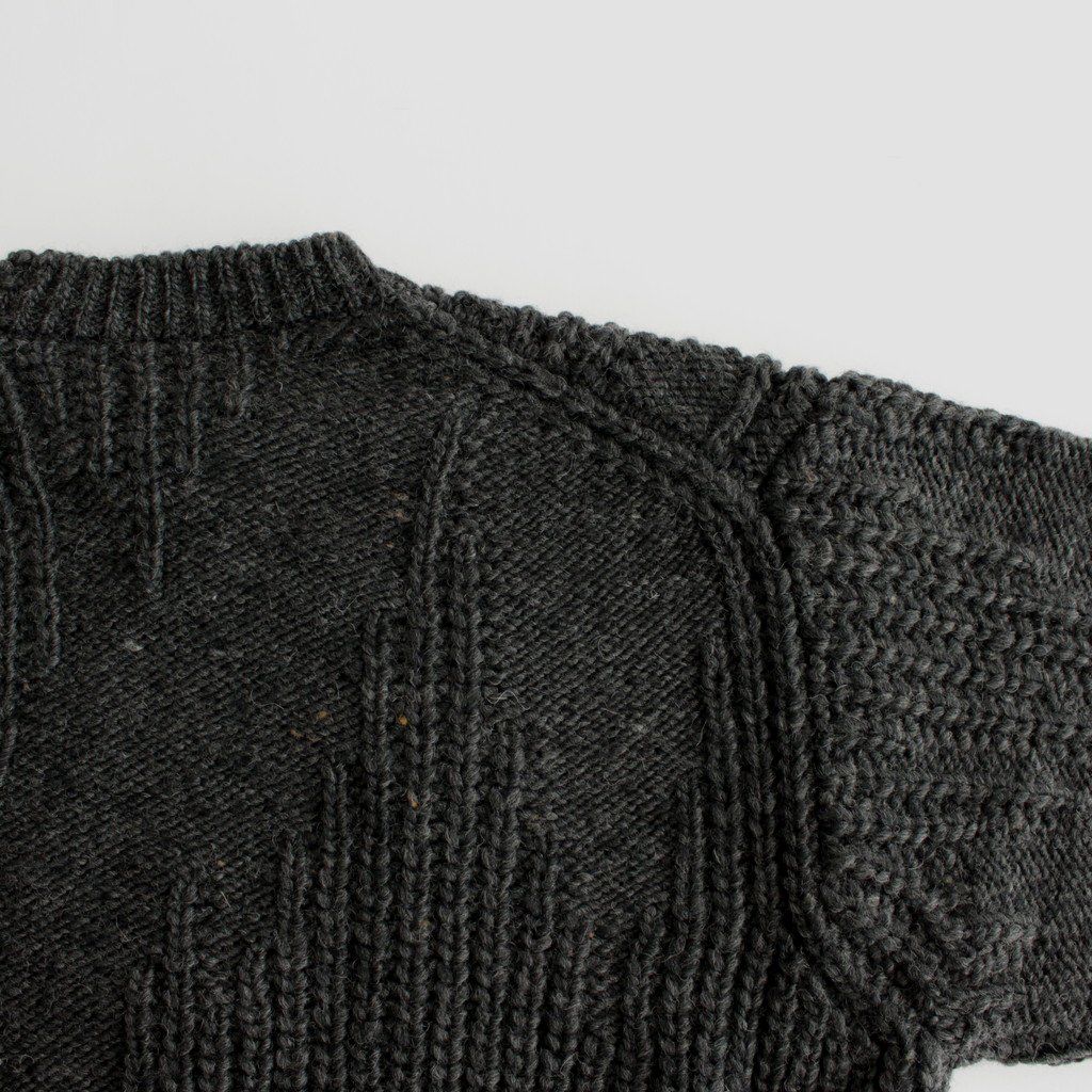 IRREGULAR KNITTED CREWNECK SWEATER #CHARCOAL [YK22AW0426S] _ YOKE