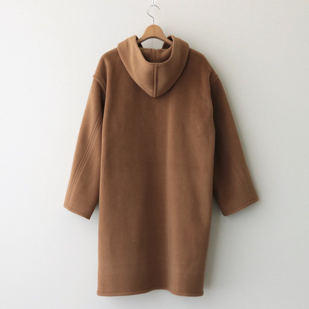 AURALEE / WOOL HERINGBONE PILE HOODED COAT BROWN